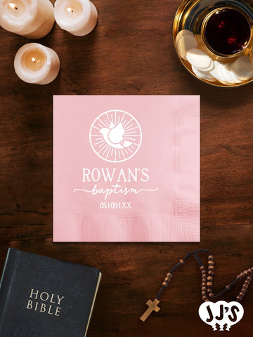 Personalized Dove & Rays Baptism Napkins - JJ's Party House