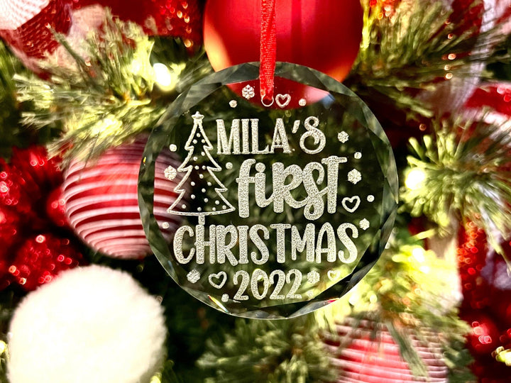 Personalized First Christmas Crystal Ornament, Gift for Christmas, Our First Christmas Married Ornament - JJ's Party House