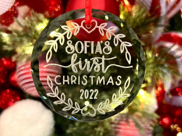 Personalized First Christmas Crystal Ornament, Gift for Christmas, Our First Christmas Married Ornament - JJ's Party House