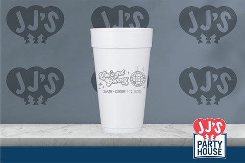 Personalized Let's Get Groovy Retro Wedding Foam Cups - JJ's Party House