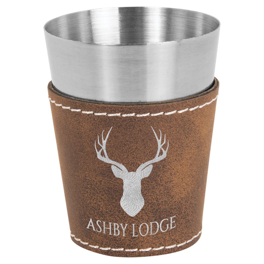 Personalized Rustic/Silver Stainless Steel Shot Glass 2oz - 4pc - JJ's Party House