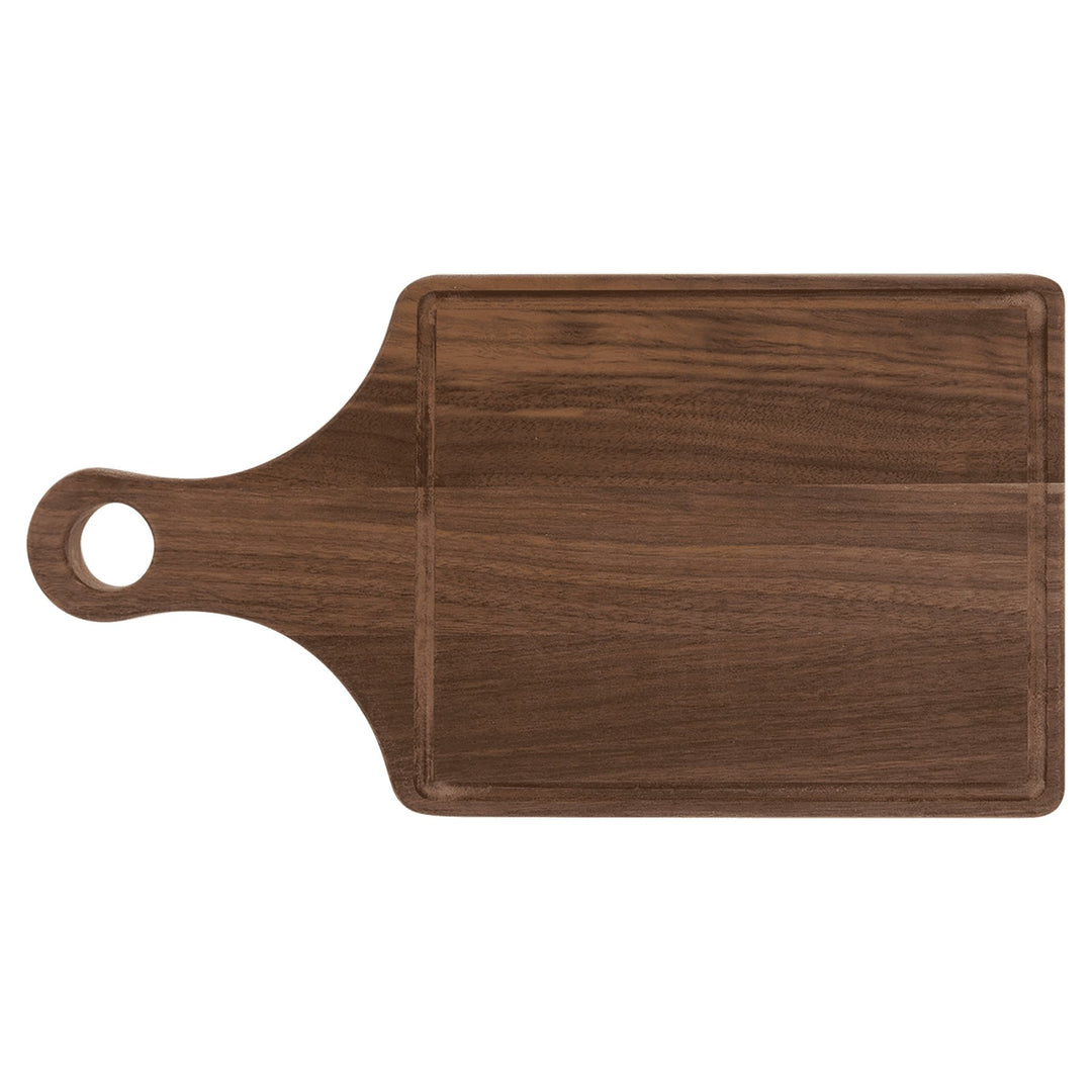 Personalized Walnut Cutting Board Paddle 13 1/2" x 7" with Drip Ring - DYO - JJ's Party House