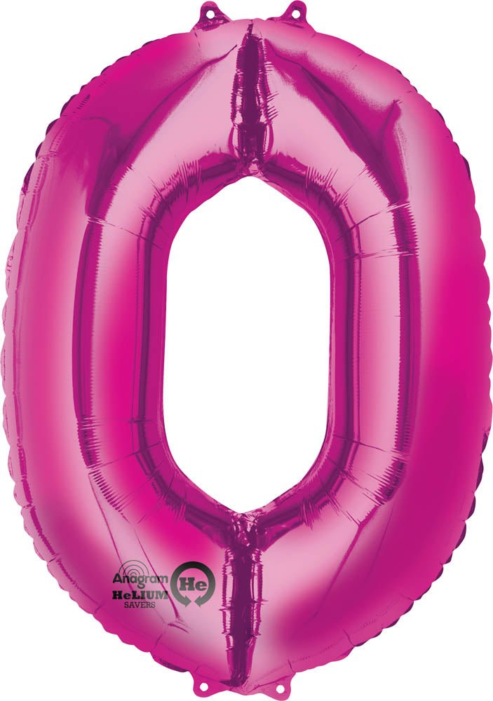 Pink 0 Number Balloon 34'' - JJ's Party House: Birthday, Balloons & Custom Party Favors