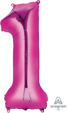 Pink 1 Number Balloon 34'' - JJ's Party House: Birthday, Balloons & Custom Party Favors