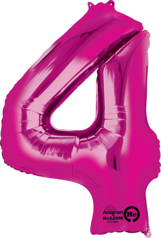 Pink 4 Number Balloon 34'' - JJ's Party House: Birthday, Balloons & Custom Party Favors