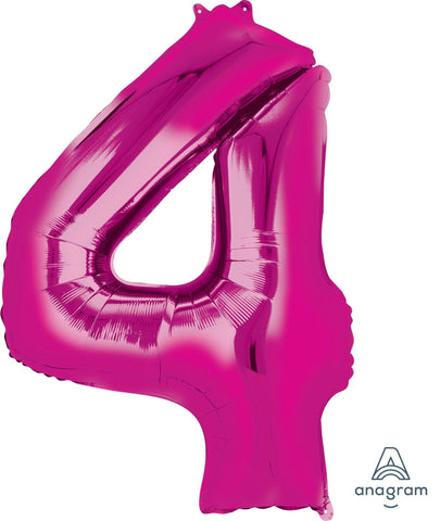 Pink 4 Number Balloon 34'' - JJ's Party House: Birthday, Balloons & Custom Party Favors