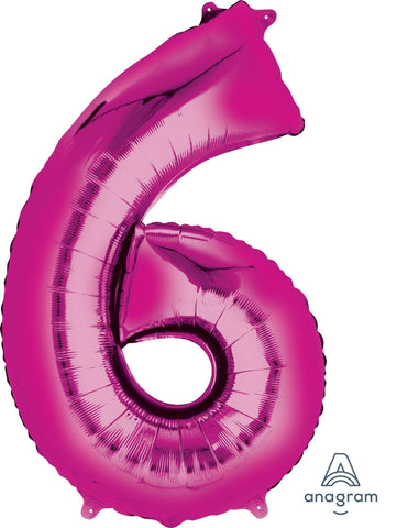 Pink 6 Number Balloon 34'' - JJ's Party House: Birthday, Balloons & Custom Party Favors