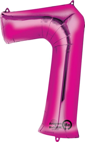 Pink 7 Number Balloon 34'' - JJ's Party House: Birthday, Balloons & Custom Party Favors