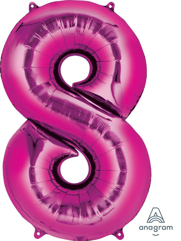 Pink 8 Number Balloon 34'' - JJ's Party House: Birthday, Balloons & Custom Party Favors