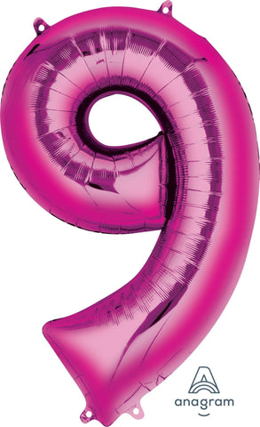 Pink 9 Number Balloon 34'' - JJ's Party House: Birthday, Balloons & Custom Party Favors