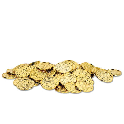 Plastic Gold Coins 100ct - JJ's Party House - Custom Frosted Cups and Napkins
