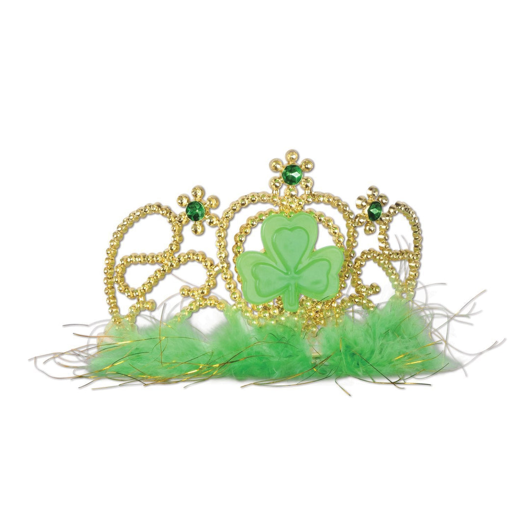 Plastic Green & Gold Shamrock Tiara - JJ's Party House