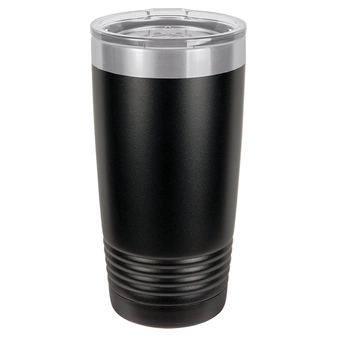 Polar Camel 20 oz. Black and Silver Ringneck Vacuum Insulated Tumbler - JJ's Party House