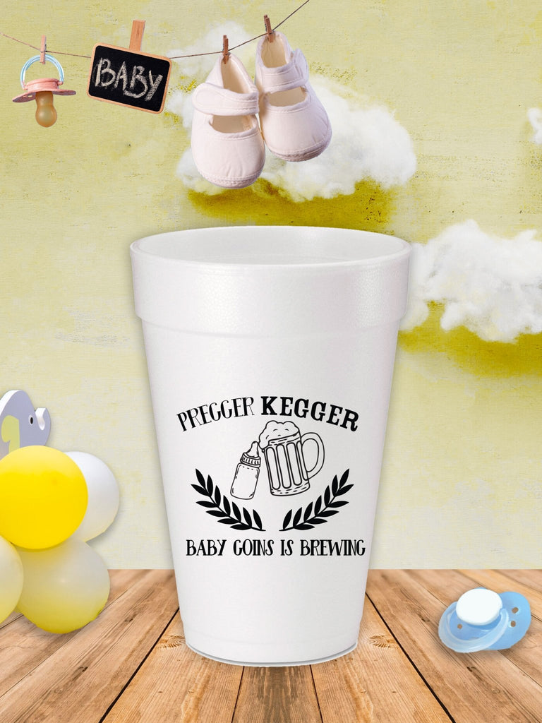 Pregger Kegger Baby Shower Custom Printed Foam Cups - JJ's Party House