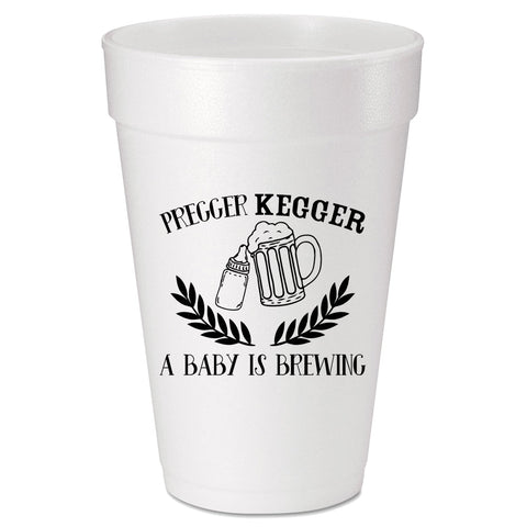 Pregger Kegger Baby Shower Custom Printed Foam Cups - JJ's Party House
