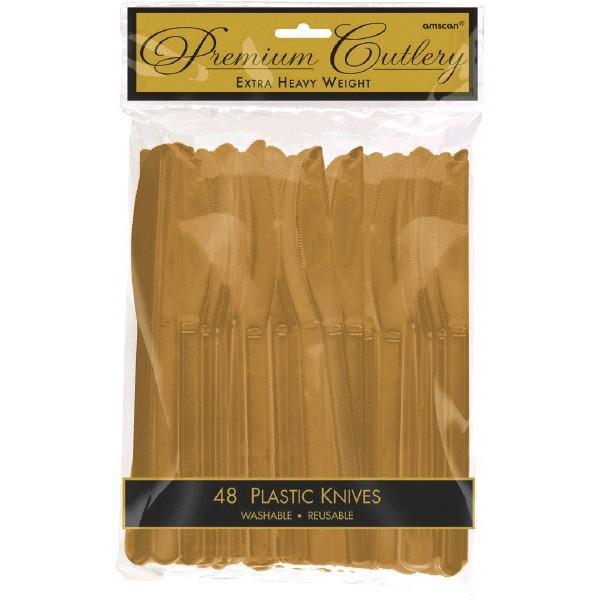 Premium Plastic Gold Knives 48ct - JJ's Party House