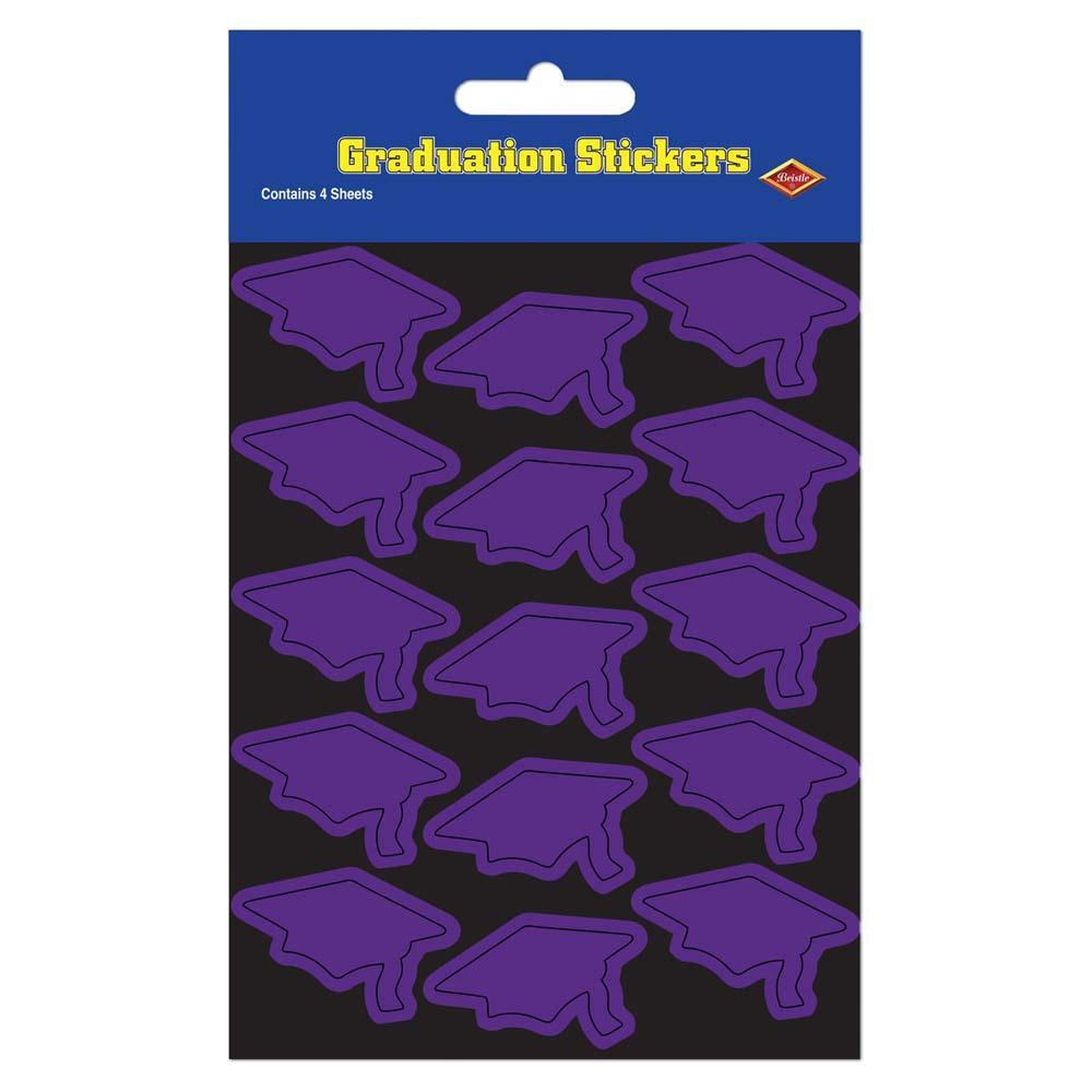 Purple Grad Cap Stickers 60ct - JJ's Party House