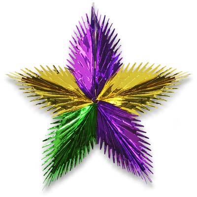 Purple, Green & Gold Mardi Gras Star Burst Decorations - 24in - JJ's Party House