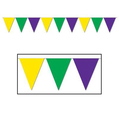Purple, Green & Gold Pennant Banner 11'' x 12' - JJ's Party House