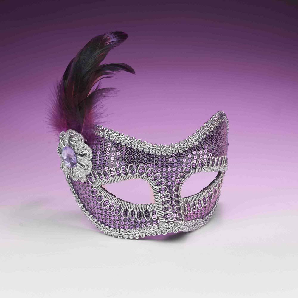 Purple Sequin Mask with Silver - JJ's Party House