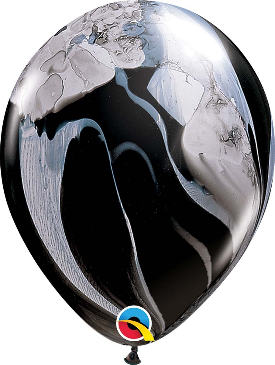 Qualatex Black & White Marble 11" Balloons 25ct - JJ's Party House