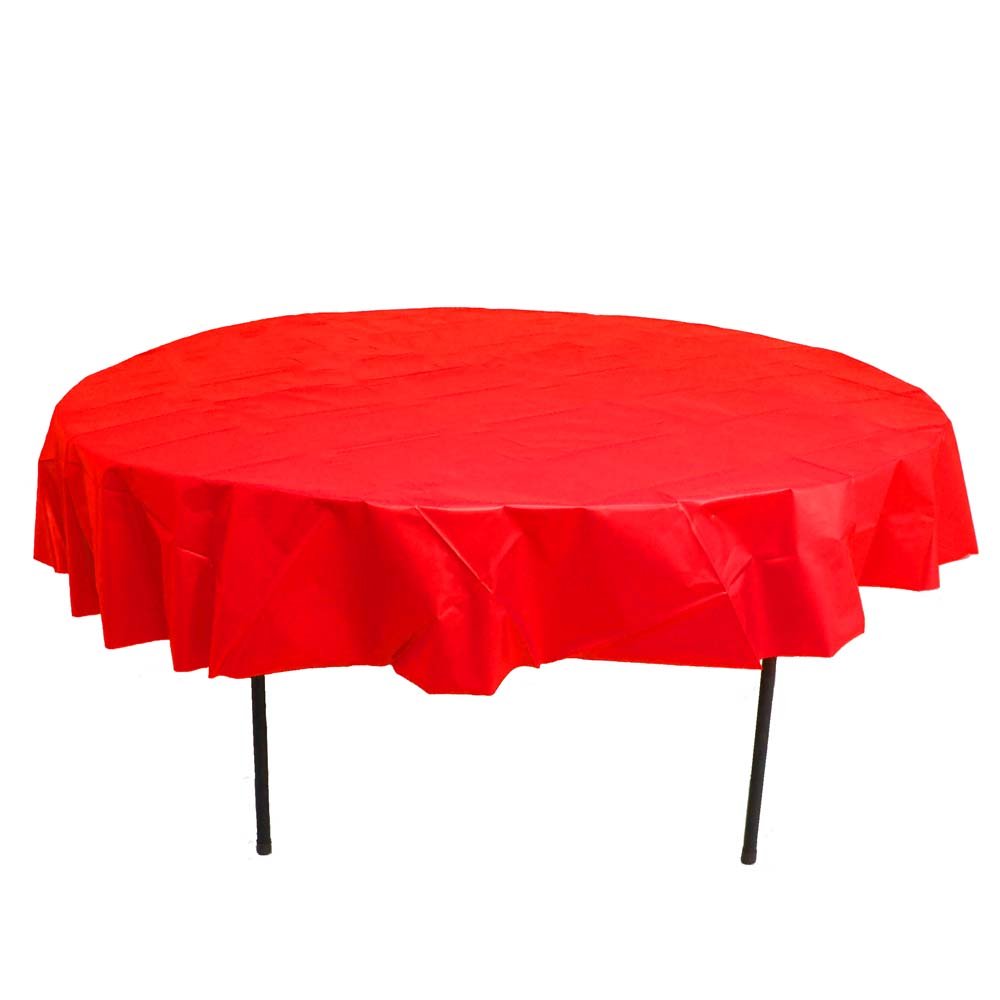 Rd-Red 84" Round Plastic Table - JJ's Party House