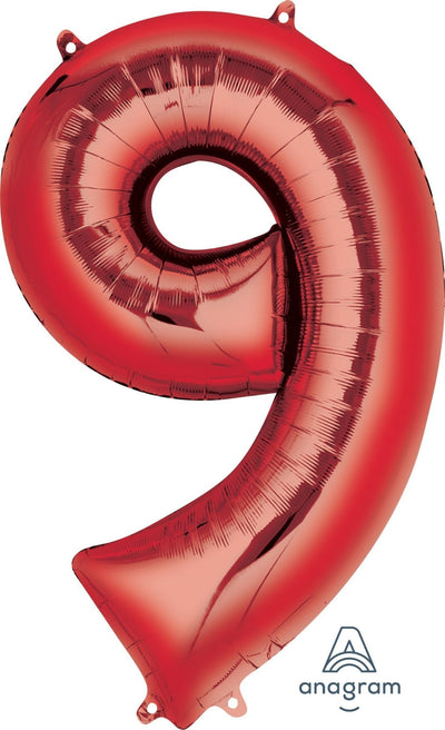 Red 9 Number Balloon 34'' - JJ's Party House