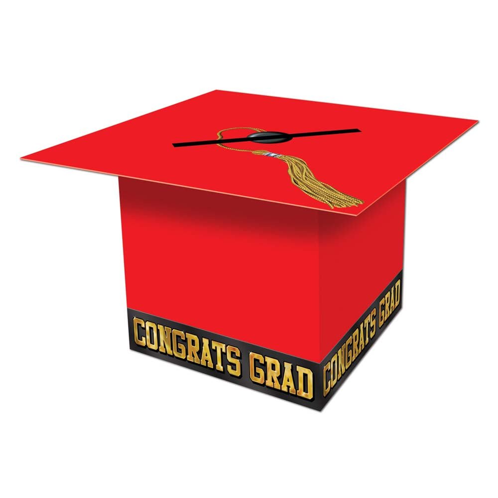 Red Grad Cap Card Box - JJ's Party House