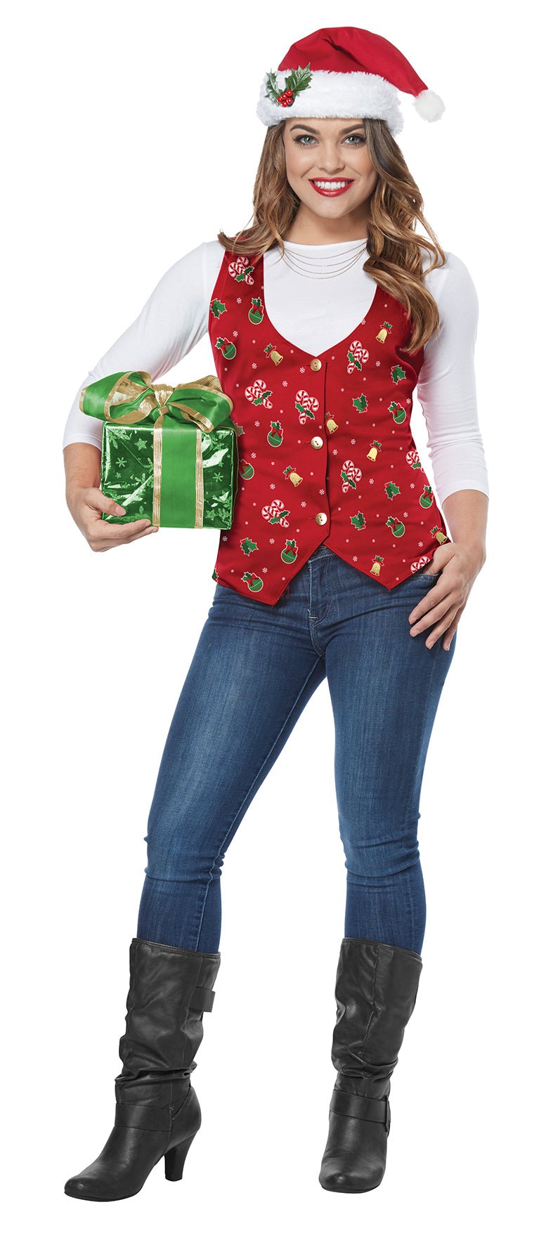 Red Holiday Vest Adult CAL-01518 SMALL/MEDIUM - JJ's Party House