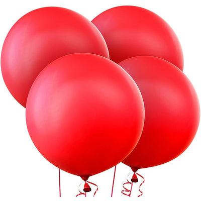 Red Round Latex Balloons 4ct - JJ's Party House