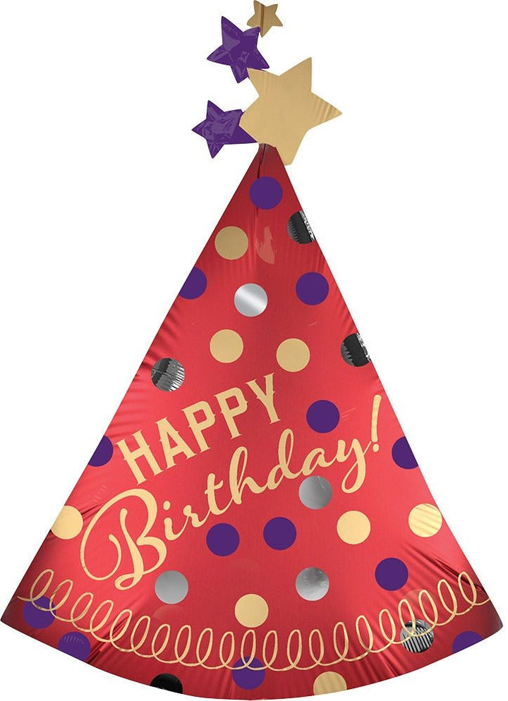 Red Satin Party Hat Balloon 36 - JJ's Party House