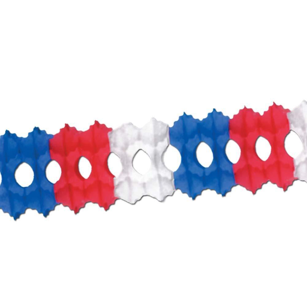 Red, White & Blue Arcade Tissue Garland 12ft - JJ's Party House