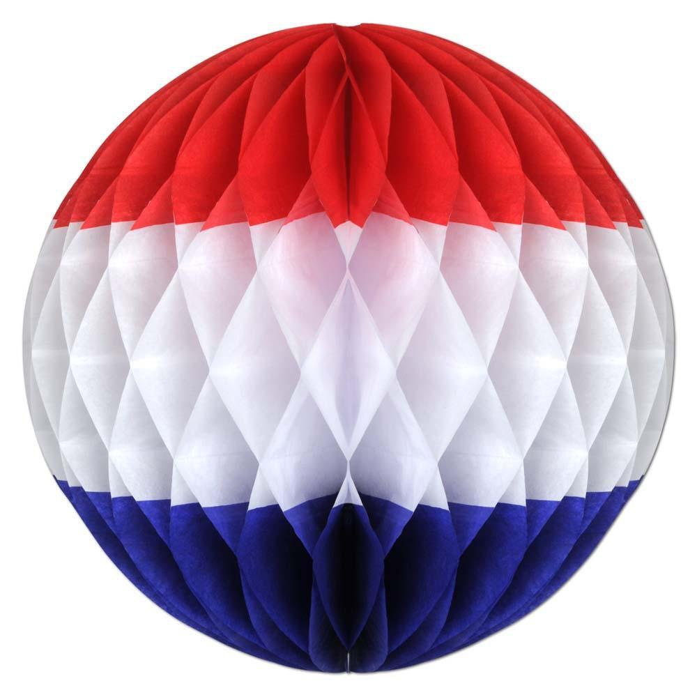 Red, White & Blue Tissue Ball 12" - JJ's Party House