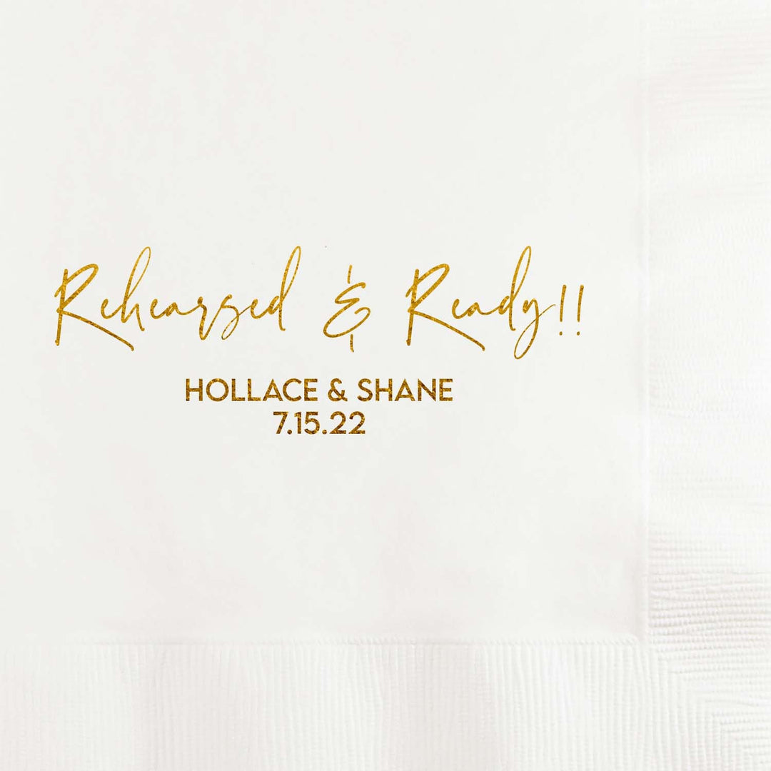 Rehearsed and Ready Custom and Personalized Wedding, Engagement or Rehearsal Dinner Beverage Napkins - JJ's Party House