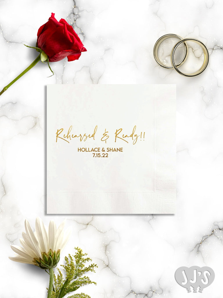 Rehearsed and Ready Custom Printed Wedding Party Napkins - JJ's Party House