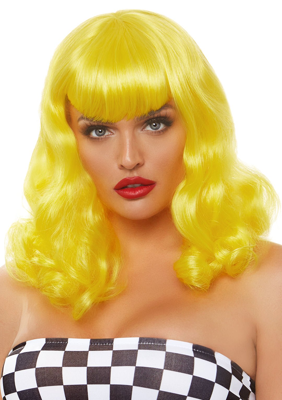 Retro Bang Curly Bob Wig LEG-A2860 BLACK - JJ's Party House