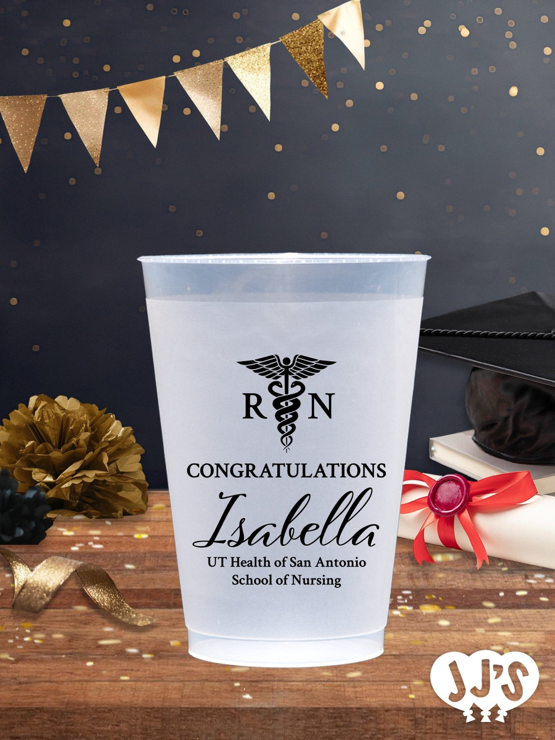 RN Nursing School Graduation Plastic Frosted Flex Cups - JJ's Party House