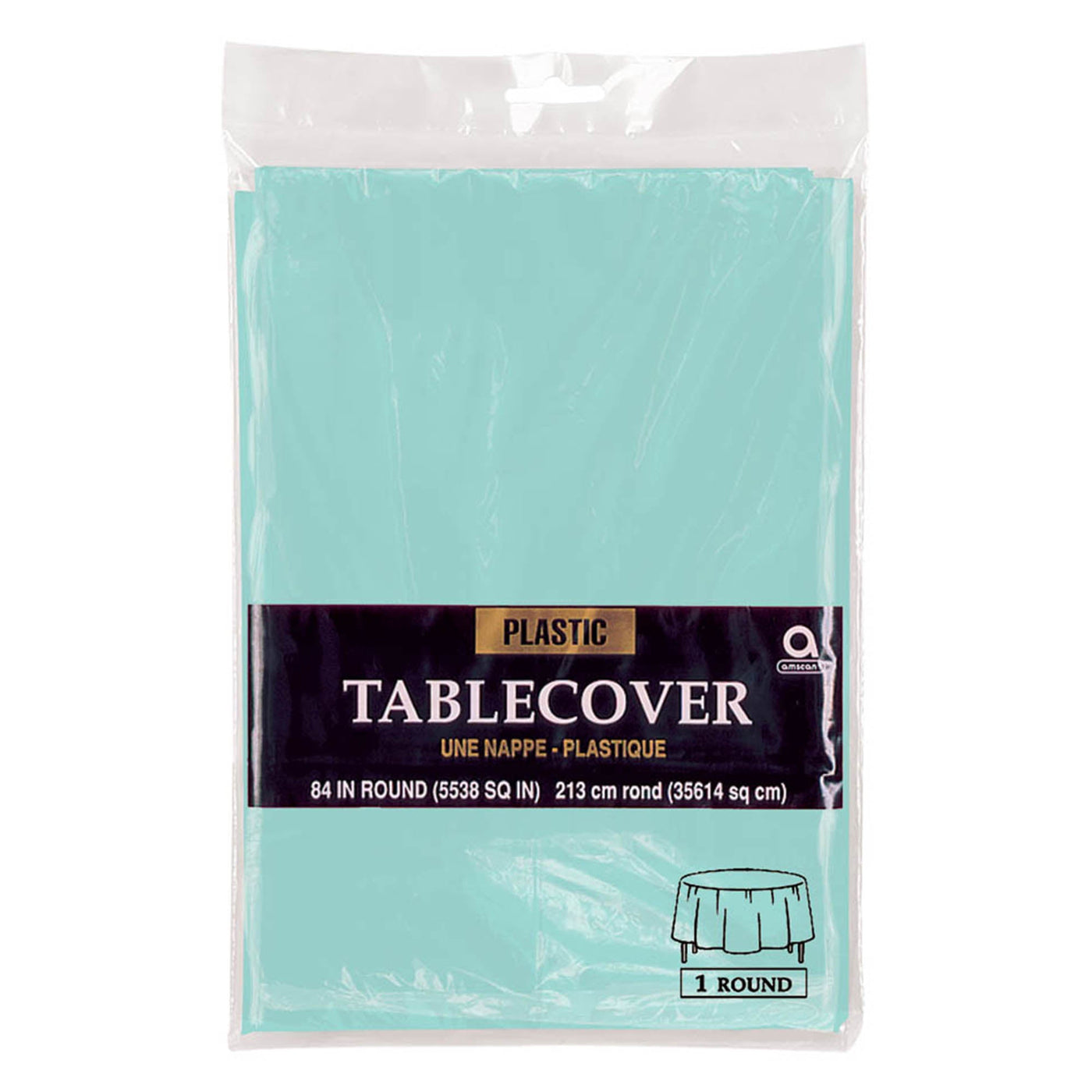 Robin's Egg Blue Round Plastic Table Cover 84'' - JJ's Party House