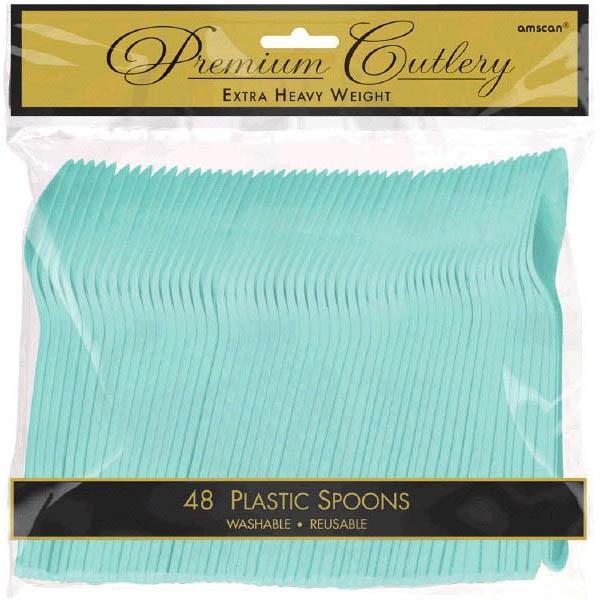 Robin's Egg Blue Spoons 48ct - JJ's Party House