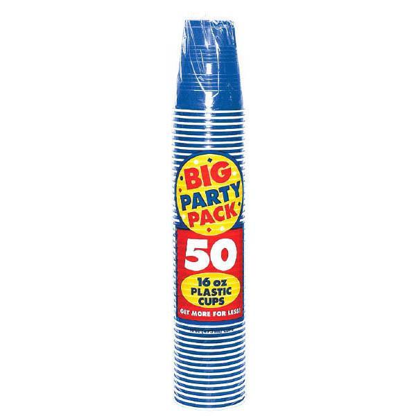 Royal Blue Plastic Cups 50ct 16oz. - JJ's Party House