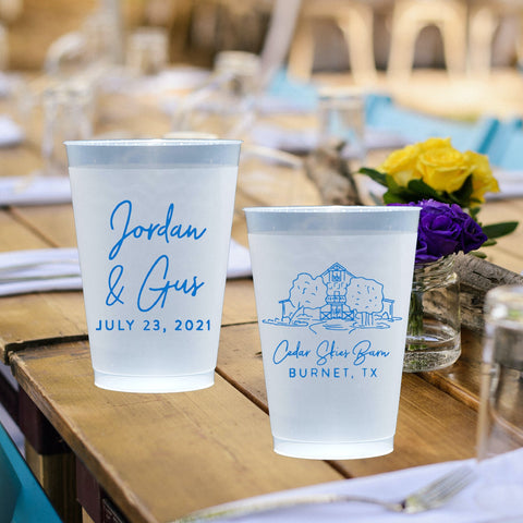 Rustic Wedding Venue Frost Flex Cups - JJ's Party House