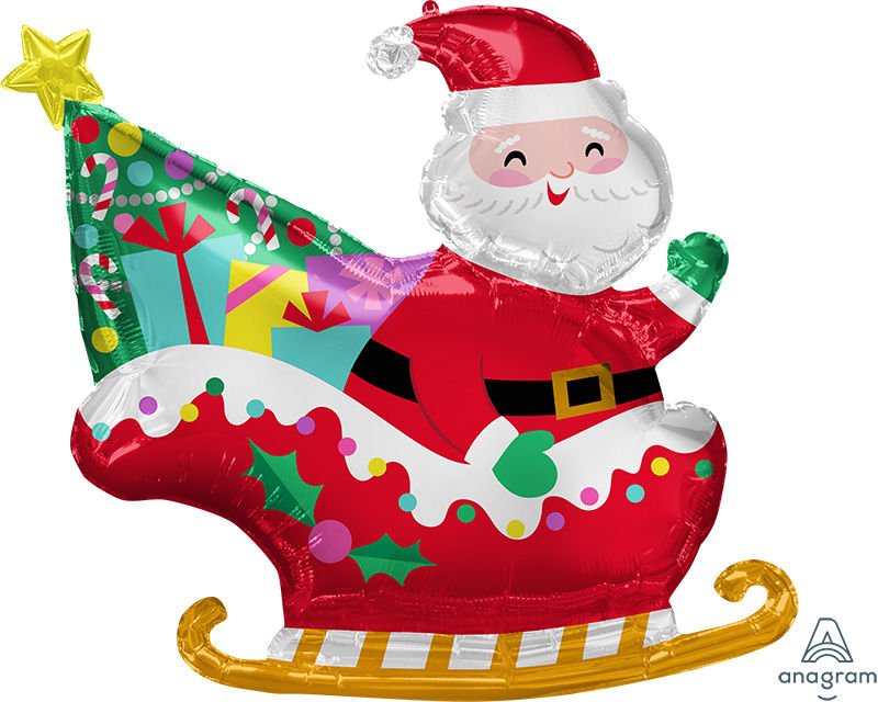 Santas Sleigh Jumbo Balloon 30" - JJ's Party House