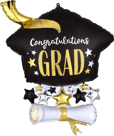 Satin Cap/Diploma Jumbo Graduation Balloon - JJ's Party House - Custom Frosted Cups and Napkins