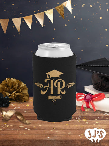 Script Monogram Personalized Graduation Can Coolers - JJ's Party House - Custom Frosted Cups and Napkins