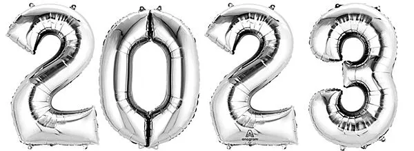 Silver 2023 Foil Balloon Year 33" Numbers - JJ's Party House