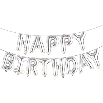 Silver Happy Birthday Balloon Banner - JJ's Party House