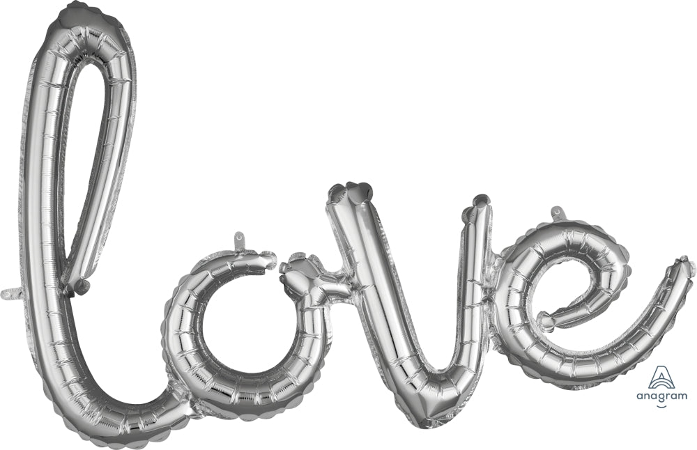 Silver LOVE Phrase Balloon - JJ's Party House
