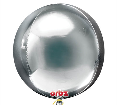 Silver Orbz Round Balloon 16" - JJ's Party House