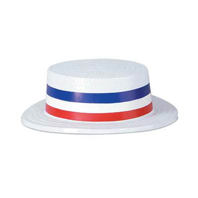 Skimmer Hat with Red, White & Blue Band - JJ's Party House
