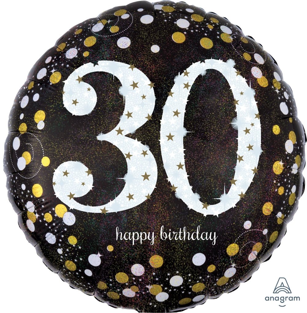 Sparkling 30th Birthday Mylar Balloon 18" - JJ's Party House